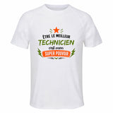 Maillot de Sport Homme Meilleur Technicien Super Pouvoir Cadeau Anniversaire Noël Fête des Pères T-Shirt Respirant Polyester