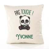 Housse de Coussin Premium Yvonne Pas Touche Panda - Coton Canvas Fairtrade Beige Idée Cadeau Décoration Canapé 40x40