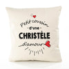Housse de Coussin Premium Christele d'amour - Coton Canvas Fairtrade Beige Idée Cadeau Décoration Canapé 40x40