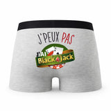 Caleçon Black Jack - Humour Boxer Gris Idée Cadeau Passion