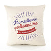 Housse de Coussin Premium gestionnaire Meilleure Monde - Coton Canvas Fairtrade Beige Idée Cadeau Décoration Canapé