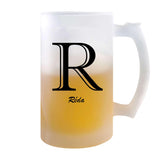 Verre à Bière Réda Lettre Chic | Chope de Bière Pinte | Idée Cadeau Prénom Anniversaire Papa Collègue Départ Retraite Noël