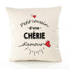Housse de Coussin Premium Cherie d'amour - Coton Canvas Fairtrade Beige Idée Cadeau Décoration Canapé 40x40