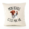Housse de Coussin Premium Beagle - Coton Canvas Fairtrade Beige Idée Cadeau Décoration Canapé
