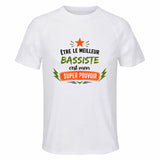 Maillot de Sport Homme Meilleur Bassiste Super Pouvoir Cadeau Anniversaire Noël Fête des Pères T-Shirt Respirant Polyester