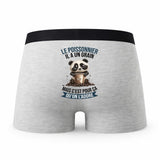 Caleçon Le Poissonnier Panda Grain - Humour Boxer Gris Idée Cadeau