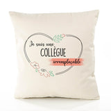 Housse de Coussin Premium Collègue irremplaçable - Coton Canvas Fairtrade Beige Idée Cadeau Décoration Canapé