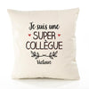 Housse de Coussin Premium Victoire Une Super Collègue - Coton Canvas Fairtrade Beige Idée Cadeau Décoration Canapé