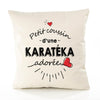 Housse de Coussin Premium Karateka d'amour - Coton Canvas Fairtrade Beige Idée Cadeau Décoration Canapé 40x40