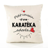 Housse de Coussin Premium Karateka d'amour - Coton Canvas Fairtrade Beige Idée Cadeau Décoration Canapé 40x40