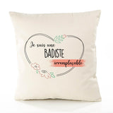 Housse de Coussin Premium Badiste irremplaçable - Coton Canvas Fairtrade Beige Idée Cadeau Décoration Canapé