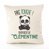 Housse de Coussin Premium Clementine Pas Touche Panda - Coton Canvas Fairtrade Beige Idée Cadeau Décoration Canapé 40x40