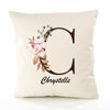 Housse de Coussin Premium Chrystelle Lettre - Coton Canvas Fairtrade Beige Idée Cadeau Décoration Canapé