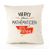 Housse de Coussin Premium Merci Mathématicien Génial - Coton Canvas Fairtrade Beige Idée Cadeau Décoration Canapé
