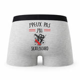 Caleçon Skateboard 2 - Humour Boxer Gris Idée Cadeau Passion