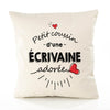 Housse de Coussin Premium Ecrivaine d'amour - Coton Canvas Fairtrade Beige Idée Cadeau Décoration Canapé 40x40