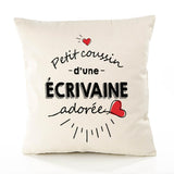 Housse de Coussin Premium Ecrivaine d'amour - Coton Canvas Fairtrade Beige Idée Cadeau Décoration Canapé 40x40