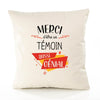 Housse de Coussin Premium Merci Témoin Génial - Coton Canvas Fairtrade Beige Idée Cadeau Décoration Canapé