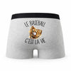 Caleçon Baseball - Humour Boxer Gris Passion Idée Cadeau