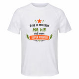 Maillot de Sport Homme Meilleur Ma Vie Super Pouvoir Cadeau Anniversaire Noël Fête des Pères T-Shirt Respirant Polyester