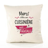 Housse de Coussin Premium Merci Cuisinière Géniale - Coton Canvas Fairtrade Beige Idée Cadeau Décoration Canapé