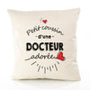 Housse de Coussin Premium Docteur d'amour - Coton Canvas Fairtrade Beige Idée Cadeau Décoration Canapé 40x40