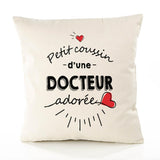 Housse de Coussin Premium Docteur d'amour - Coton Canvas Fairtrade Beige Idée Cadeau Décoration Canapé 40x40