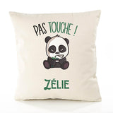 Housse de Coussin Premium Zelie Pas Touche Panda - Coton Canvas Fairtrade Beige Idée Cadeau Décoration Canapé 40x40