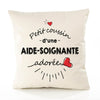 Housse de Coussin Premium Aide-Soignante d'amour 2 - Coton Canvas Fairtrade Beige Idée Cadeau Décoration Canapé 40x40