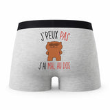 Caleçon Mal De Dos - Humour Boxer Gris Idée Cadeau Passion
