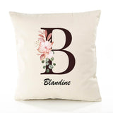 Housse de Coussin Premium Blandine Lettre - Coton Canvas Fairtrade Beige Idée Cadeau Décoration Canapé