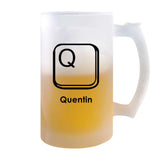 Verre à Bière Quentin Lettre Clavier | Chope de Bière Pinte | Idée Cadeau Prénom Informaticien Geek Gamer Anniversaire Papa Collègue Départ Retraite Noël