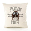 Housse de Coussin Premium Aviation Pilote Version Blanc - Coton Canvas Fairtrade Beige Idée Cadeau Décoration Canapé