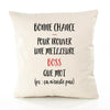 Housse de Coussin Premium Boss ça n'existe Pas - Coton Canvas Fairtrade Beige Idée Cadeau Décoration Canapé