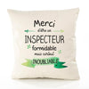 Housse de Coussin Premium Merci Inspecteur Inoubliable - Coton Canvas Fairtrade Beige Idée Cadeau Décoration Canapé