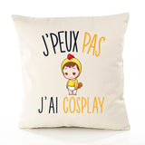 Housse de Coussin Premium Cosplay Version Blanc - Coton Canvas Fairtrade Beige Idée Cadeau Décoration Canapé