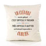 Housse de Coussin Premium Un Clément Aussi génial - Coton Canvas Fairtrade Beige Idée Cadeau Décoration Canapé