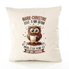 Housse de Coussin Premium Marie-Christine Chouette Grain - Coton Canvas Fairtrade Beige Idée Cadeau Décoration Canapé