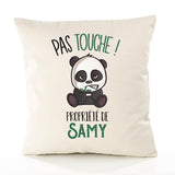 Housse de Coussin Premium Samy Pas Touche Panda - Coton Canvas Fairtrade Beige Idée Cadeau Décoration Canapé 40x40