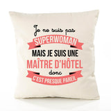 Housse de Coussin Premium maître d'hôtel Superwomen - Coton Canvas Fairtrade Beige Idée Cadeau Décoration Canapé