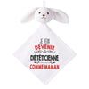 Doudou Bébé Lapin Je Veux Devenir Dieteticienne comme Maman Gaze de Coton Cadeau Baby Shower