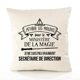 Housse de Coussin Premium secrétaire de Direction Grand cru - Coton Canvas Fairtrade Beige Idée Cadeau Décoration Canapé