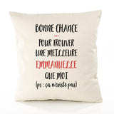 Housse de Coussin Premium Emmanuelle ça n'existe Pas - Coton Canvas Fairtrade Beige Idée Cadeau Décoration Canapé