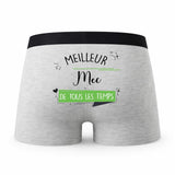 Caleçon Meilleur Mec de Tous Les Temps - Humour Boxer Gris Idée Cadeau