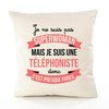 Housse de Coussin Premium téléphoniste Superwomen - Coton Canvas Fairtrade Beige Idée Cadeau Décoration Canapé