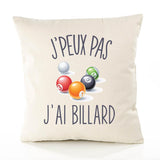 Housse de Coussin Premium Billard Version Blanc - Coton Canvas Fairtrade Beige Idée Cadeau Décoration Canapé