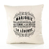 Housse de Coussin Premium Marjorie Déesse légende Noire - Coton Canvas Fairtrade Beige Idée Cadeau Décoration Canapé