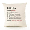 Housse de Coussin Premium Fatiha Définition - Coton Canvas Fairtrade Beige Idée Cadeau Décoration Canapé