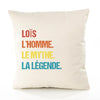 Housse de Coussin Premium Loïs Mythe Légende Vintage - Coton Canvas Fairtrade Beige Idée Cadeau Décoration Canapé 40x40