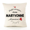 Housse de Coussin Premium Maryvonne d'amour - Coton Canvas Fairtrade Beige Idée Cadeau Décoration Canapé 40x40